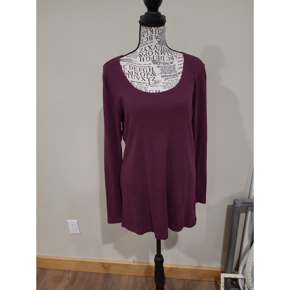 Bryn Walker Scoop Neck long Sleeve Knit Tunic‎  Top burgandy Women SZ M capsule